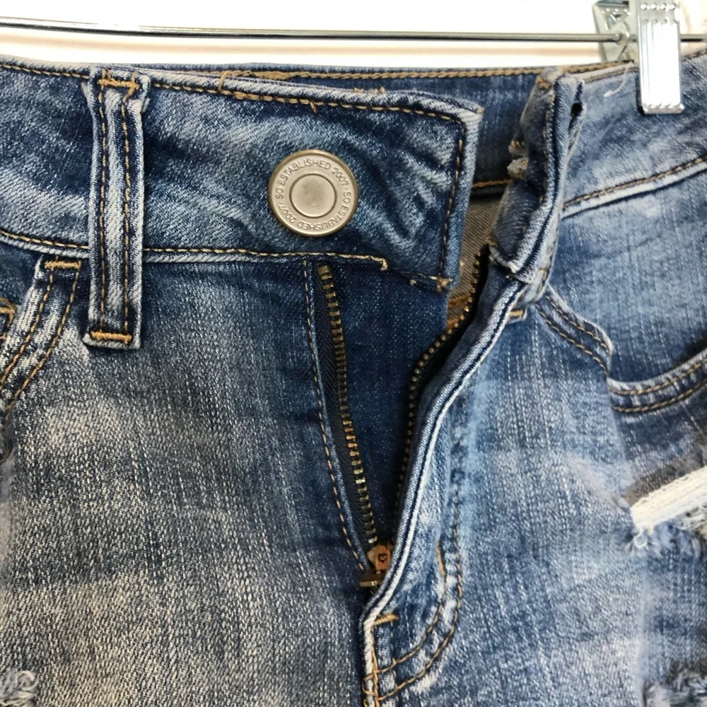 So Favorite Shortie Low Rise Destroyed Jean Shorts